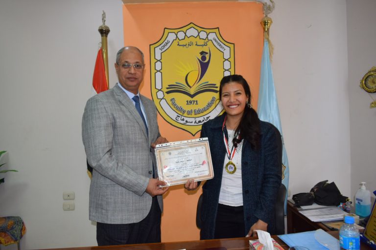 حصول الطالبة/ مريم زكريا علي المركز الاول في اللياقة البدنية علي مستوي الجامعة