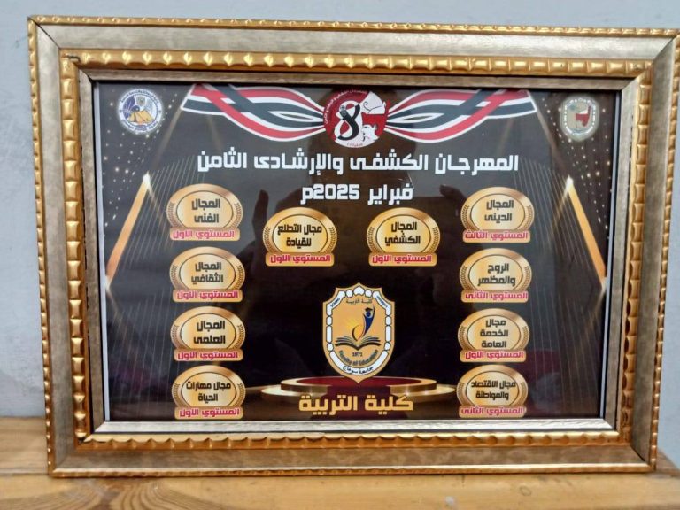 حصول كلية التربية علي المركز الأول في المهرجان الارشادي الكشفي الثامن