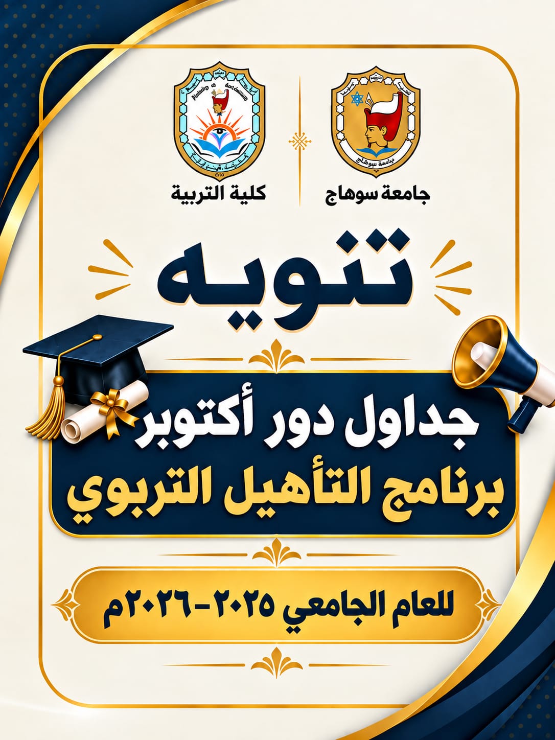 جداول دور أكتوبر برنامج التأهيل التربوى كلية التربية