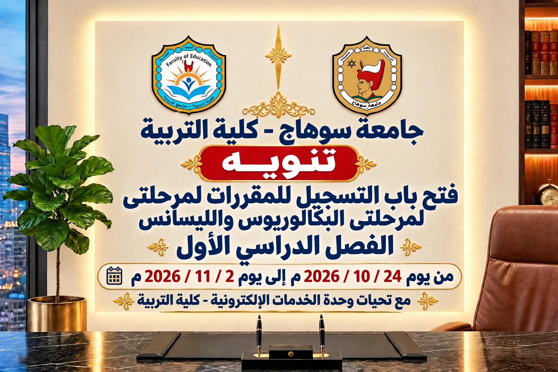 اعلان لطلاب كليه التربيه مرحلتي البكالوريوس والليسانس